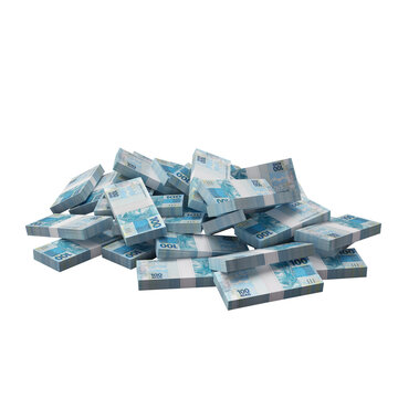 Notas de 100 reais dinheiro brasileiro 3d render isolado