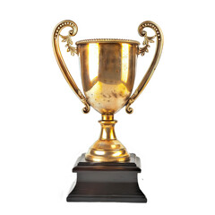 Fototapeta na wymiar Bright gold brass trophy cup isolated