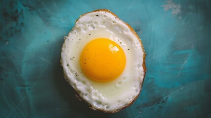 A fried egg on a piece of bread with some white stuff, AI