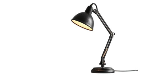 Black desk lamp isolated on transparent background