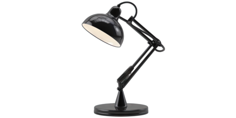 Black desk lamp isolated on transparent background
