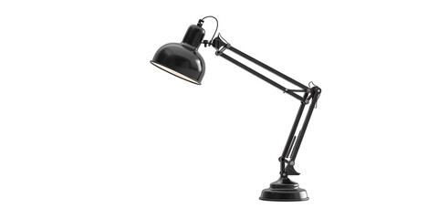 Black desk lamp isolated on transparent background
