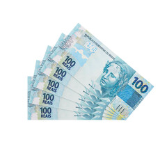 Notas de 100 reais dinheiro brasileiro 3d render isolado
