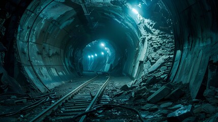 collapsed subway tunnel - obrazy, fototapety, plakaty