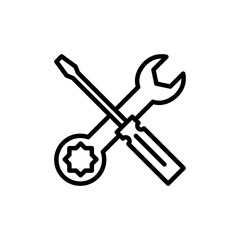 Repair icon vector isolated on white background. Wrench and screwdriver icon. settings vector icon. Maintenance. tools