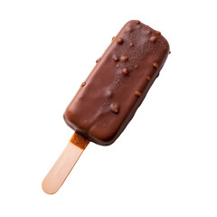 Chocolate ice cream on a stick. Isolated on transparent background.