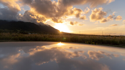 sunset over the river