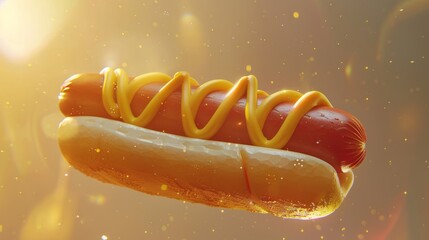 Hot dog close up illustration design isolated on white. hot dog with bun on abstract background.