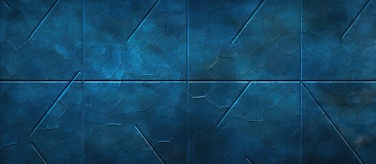 An up-close view of a vibrant blue tiled wall set against a sleek black background