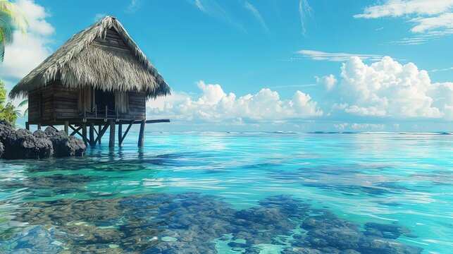 Hut beach sea hotel resort wallpaper background