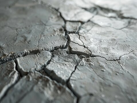 Dry cracked earth texture with intricate details - Close-up image of dry, cracked earth representing drought, environmental damage, or natural disaster with detailed texture