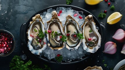 Oyster raw seafood dinner dish gourmet wallpaper background