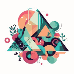 Abstract geometric composition with decorative tria