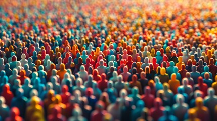 A large group of people in different colors standing together, AI - obrazy, fototapety, plakaty