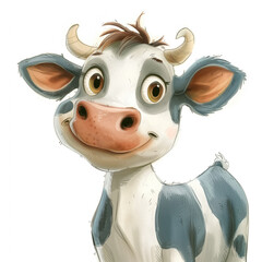 Cute Funny Cartoon Cow, Illustration for Children Book, Generative AI