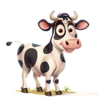 Cute Funny Cartoon Cow, Illustration for Children Book, Generative AI