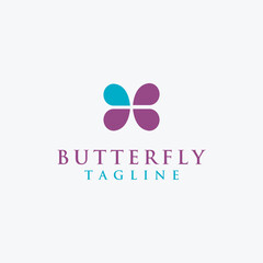 Abstract minimalist Butterfly wings logo icon vector template on white background