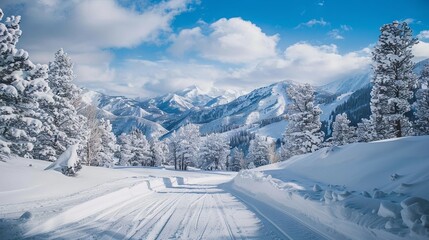 Fototapeta na wymiar Snow mountain pic winter panorama wallpaper background