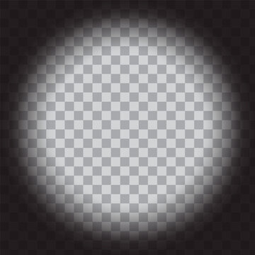 Soft light radial gradient. Transparent vignette overlay. Circular fade background. Vector spotlight effect. Vector illustration. EPS 10.