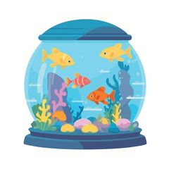 Aquarium cartoon vector illustration isolated backg