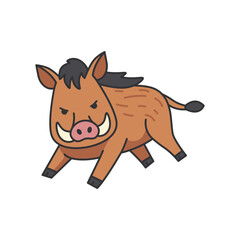 Cute wild boar cartoon vector Illustration