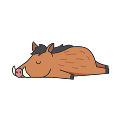 Boar sleeping vector illustration in cartoon style