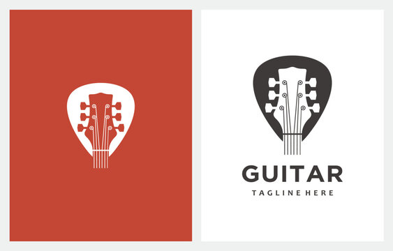 Acoustic Guitar Pick for Music Emblem Badge Stamp logo design