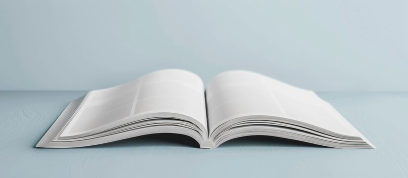 Empty, white newspaper mockup with front page on a grey background.