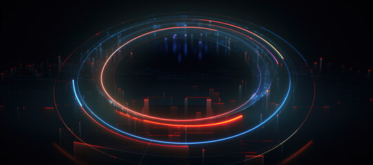 glowing circle line, geometric, light 76