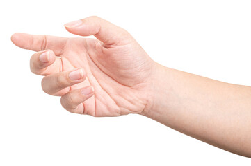 isolated of male hand holding something like a bottle or can.