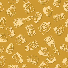 Seamless pattern with jars and bottles wallpaper art decor design background decorative print 