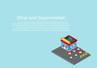 shop and supermarket isometric 