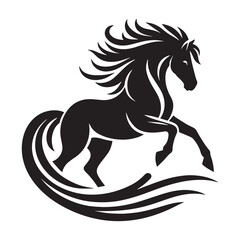 Vintage Horse Silhouettes, Black and White Horse Illustration, Retro Styled Horse Graphics, Retro Styled Horse Silhouettes, Horse Illustrations in Monochrome, Horse Silhouettes for Designers