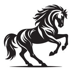 Vintage Horse Silhouettes, Black and White Horse Illustration, Retro Styled Horse Graphics, Retro Styled Horse Silhouettes, Horse Illustrations in Monochrome, Horse Silhouettes for Designers