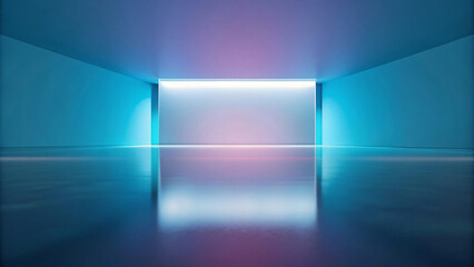 Blue Square Abstract Light Design in Empty Room