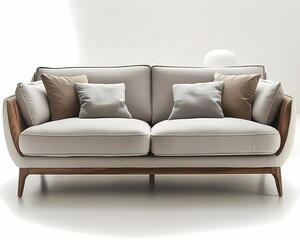 Classic beige color Modern luxury sofa on white background 