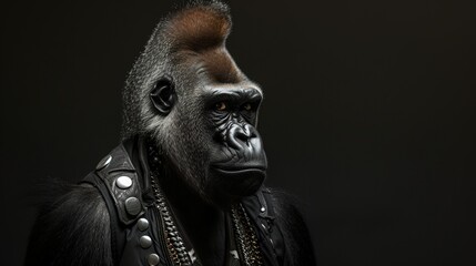 Naklejka premium a gorilla with a leather jacket