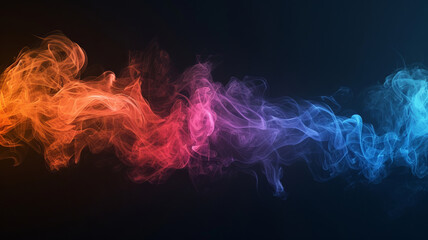 Abstract colorful smoke swirls on a dark backdrop AI Generative.