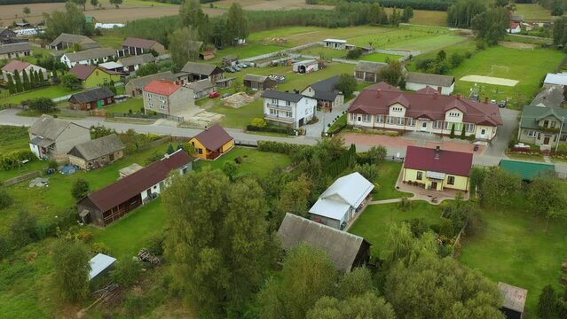 Beautiful Houses Skorkowice Aerial View Poland