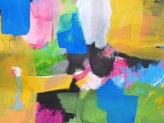 Colorful brush strokes abstract background, brush texture, fragment of acrylic painting on canvas.