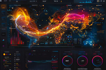 Diagram Scientific information futuristic and Technological Dashboard Map