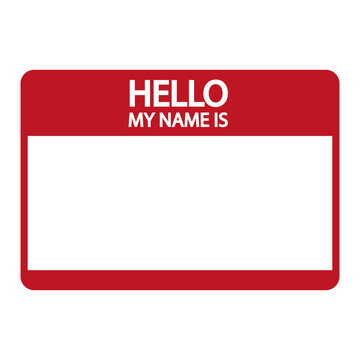 Name tag sticker icon. Hello my name is introduction label. Networking event badge. Personal identification. Vector illustration. EPS 10.