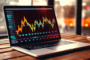 crypto currency with notebook screen	
