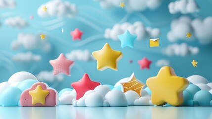 Customer reviews and ratings floating beside products in 3D space