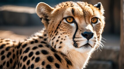 A cheetah in zoo looking at the camera from Generative AI