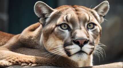 A cougar in zoo looking at the camera from Generative AI