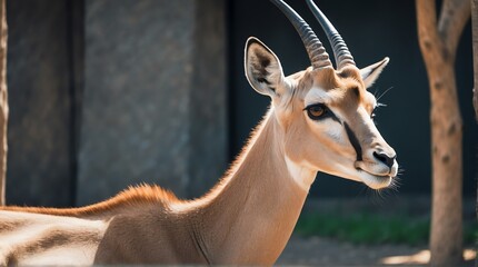 Obraz premium A gazzelle in zoo looking at the camera from Generative AI