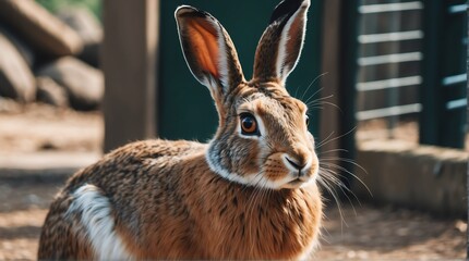 Obraz premium A hare in zoo looking at the camera from Generative AI