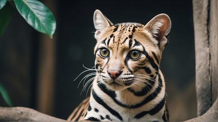 A ocelot in zoo looking at the camera from Generative AI