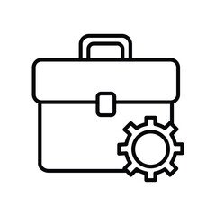 briefcase with gears icon with white background vector stock illustration